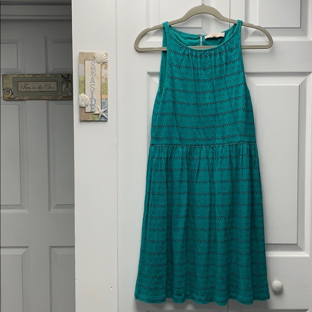 Loft size small green eyelet dress